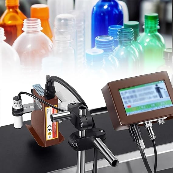 Automatic Inkjet Coder, Smart Inkjet Printer, Date Coder, 300-600 DPI, for Text QR Codes, Barcodes, Numbers(Black,25.4mmWidth)