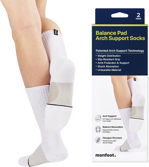 MONFOOT Plantar Fasciitis Relief Socks with Patented Arch Cushion Men Women