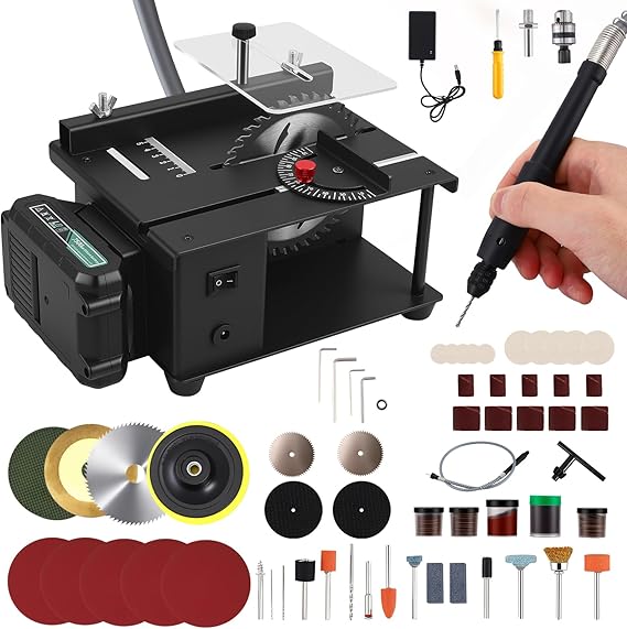 Mini Multi-Functional Table Saw, Mini Table Saw Cordless for Hobby Craft, 200W Portable Electric Tabletop Saws, 0°-90° Angle Adjustable, 35mm Cut Depth, for Wood Plastic Acrylic Cutting