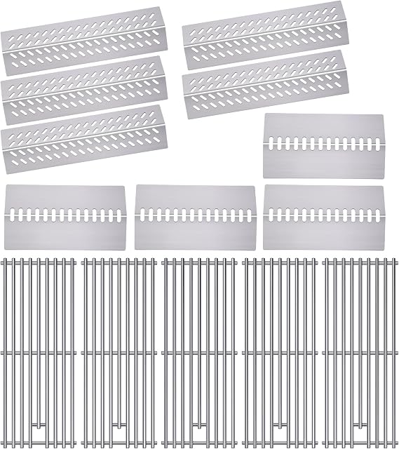 9MM 16517 Grill Grates 16GA Grill Heat Plates for 16631 16520 Bull Grill Replacement Parts, BBQ Bull Brahma 5 Burner 57568, 57569, 57568CE, 57568AGA, 57569CE, 57569AGA, Stainless Steel Grids
