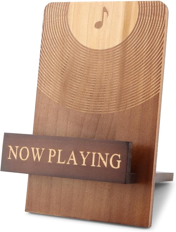 Vinyl Record Stand, Classic Wood Albums Now Playing Display Vinyl Record Stand Elegant Rustic CDs(COLOR:Brown)