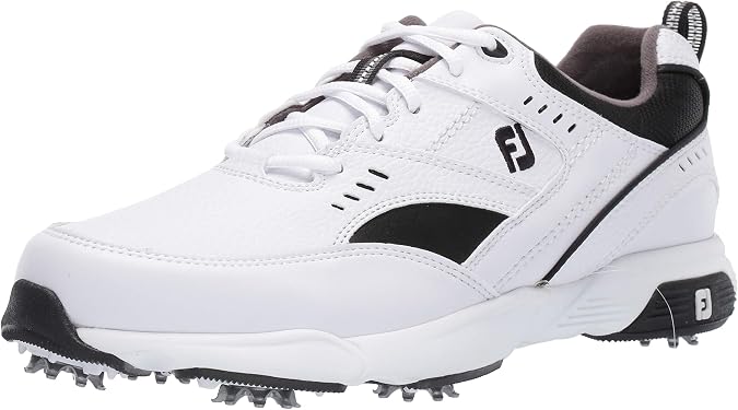 FootJoy Men's Sneaker Golf Shoes, White/Black, 7.5 W US