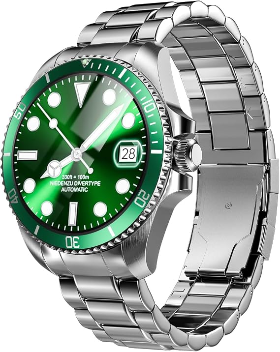 V0525 316L Paslanmaz Çelik, Döner Bezel, Bt Call, Spor Sağlık, IP68 Profesyonel Akıllı Saat (Yeşil)