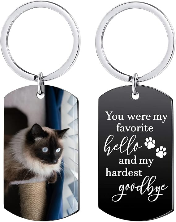 Funnylife Custom Cat Photo Memorial Keychain Pet Memorial Gifts for Cats