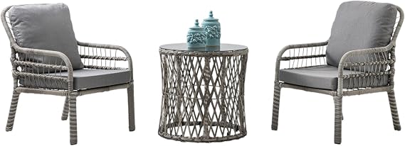 Pisa Tekli Rattan Bahçe Balkon Oturma Grubu Gri 700