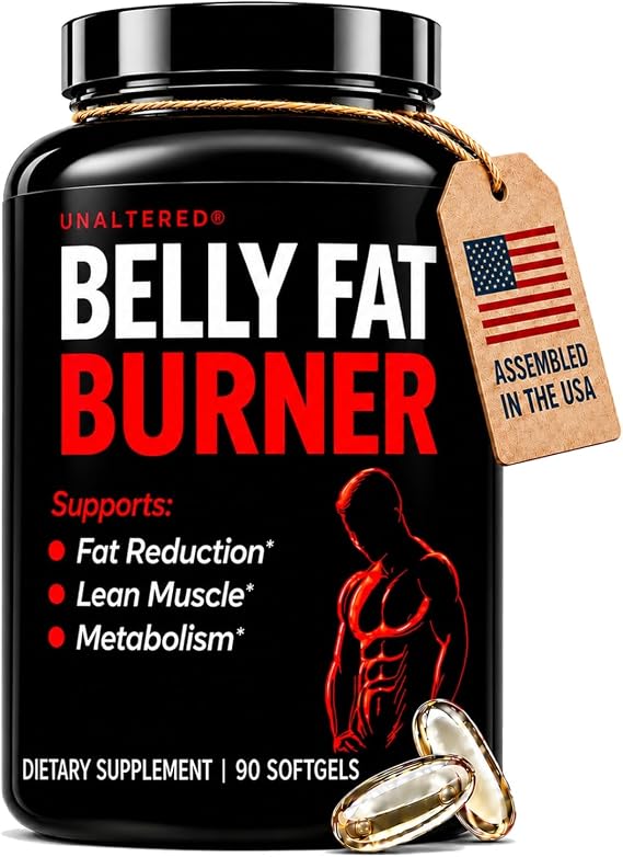 UNALTERED Belly Fat Burner for Men - Natural Weight Loss Pills to Support Reduced Body Fat, Preservation of Lean Muscle Mass, and a Healthy Metabolism - CLA Dietary Supplement - 90 Softgel Capsules