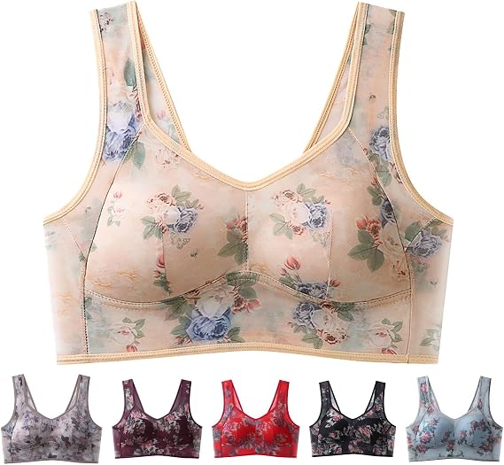 Lolvmvchi Foxy Seniors Bras for Women, Ellebloom Ice Silk Lace Comfort Bra, Miracharm Ice Silk Bras
