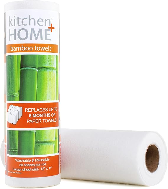 Kitchen + Home Paper Towel Alternative Heavy Duty Washable Reusable Rayon Towels - One roll replaces 6 months of towels!
