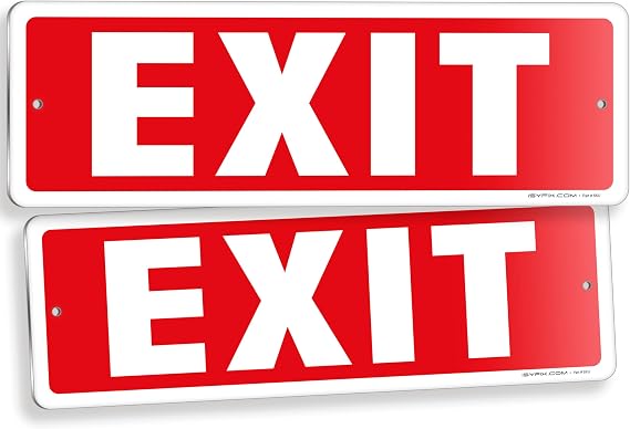 iSYFIX Exit Sign, 12x4 Inch, 2 Pack