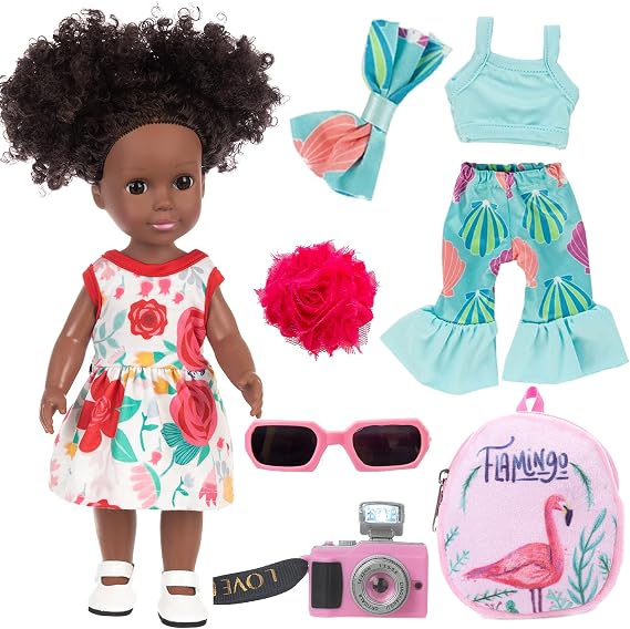 14.5 Inch Black Dolls and Black Baby Doll Clothes Accessories