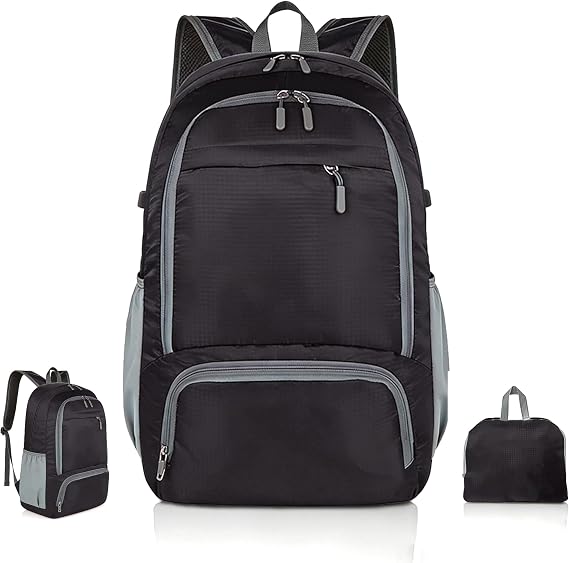Waterproof Packable Rucksack, 30L Foldable Lightweight Travel Backpack, Durable Breathable Daypack for Men and Women, Large Bag for Outdoor Camping Hiking Biking