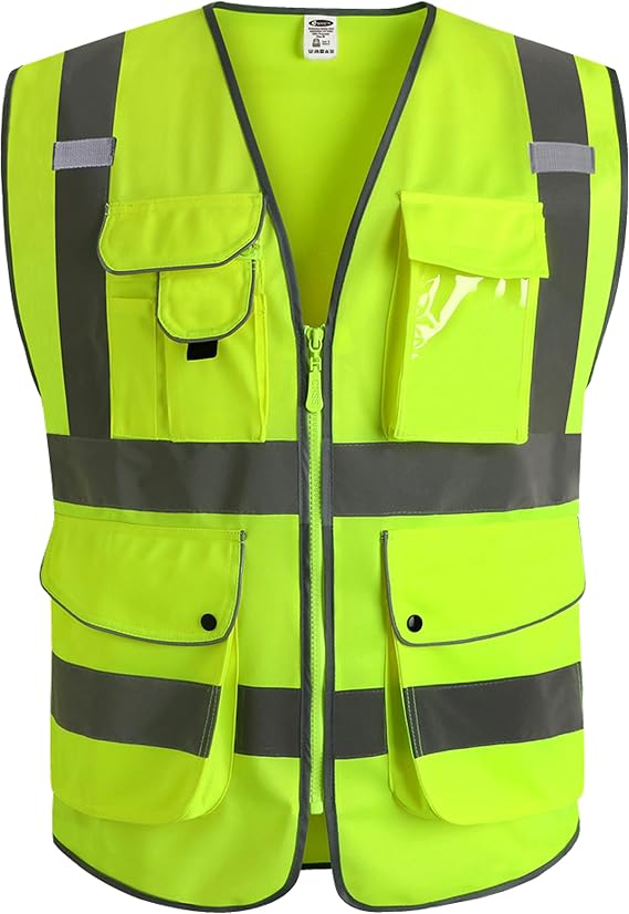 JKSafety Safety Vest for Men Women Reflective Hi Vis JK150 Yellow 4XL