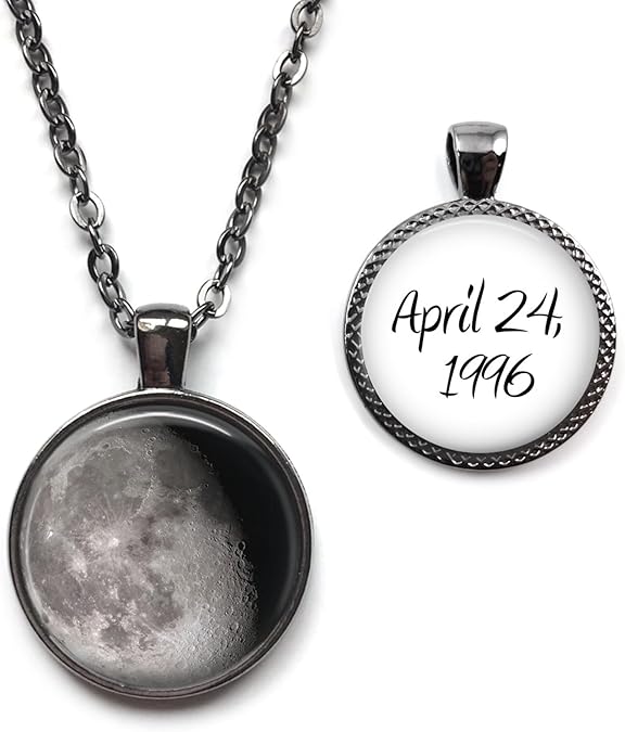 Custom Birth Moon Phase Necklace or Key Chain, Little Gem Jewelry