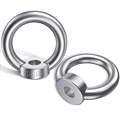M8 Ring Nut, 6PCS Eye Nuts, 304 Stainless Steel Eyenuts