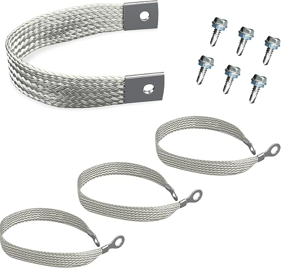 4 Pcs 40140 Engine Braided Ground Strap Starter Chasis Body Frame Grounding Wire Straps Kit 315 Amps
