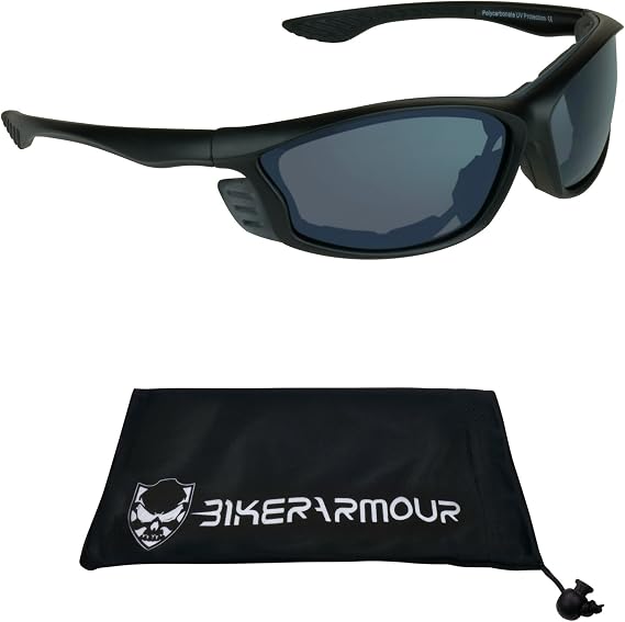 Bikershades Premium Motorcycle Sunglasses with Removable Foam Cushion and TR90 Black Frames for Men and Women