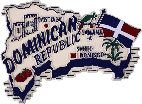 Dominican Republic Country Outline Refrigerator Magnet, Approximate Size 2 inch x 3 inch - Made in the USA