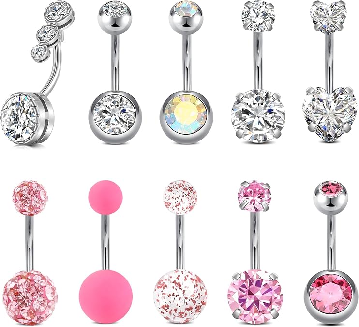 Briana Williams Belly Button Ring Belly Rings Belly Button Piercing Gold Belly Button Ring for Women Clicker Belly Ring Belly Piercing Stainless Steel 14g 10mm Blley Navel Rings Piercing Jewelry