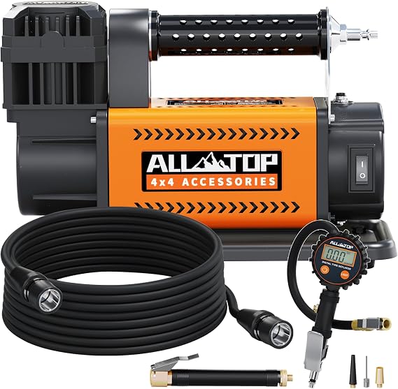 ALL-TOP Air Compressor with Digital Pressure Gauge Tire Inflator Kit, 12V Portable Inflator 7.06ft3/Min, Offroad Air Pump for Truck Tires, Heavy Duty Max 150 PSI for 4x4 Vehicle & RV