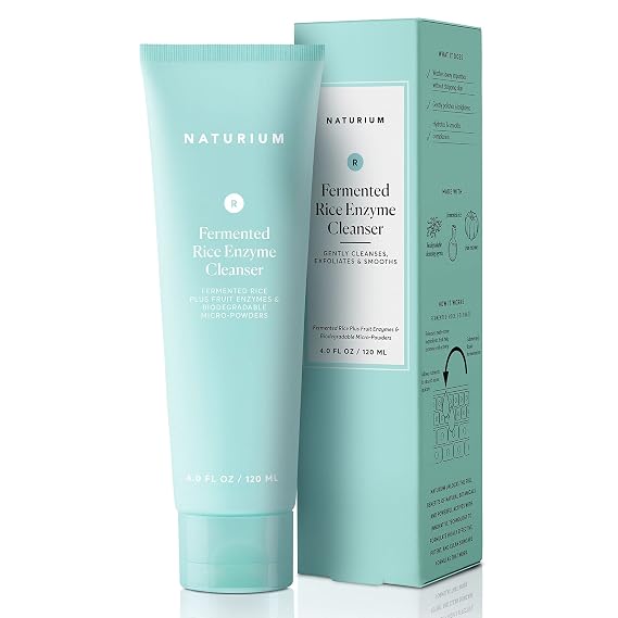 Naturium Fermented Rice Enzyme Cleanser, Plus Fruit Enzymes & Biodegradable Micro-Powders, 4 oz