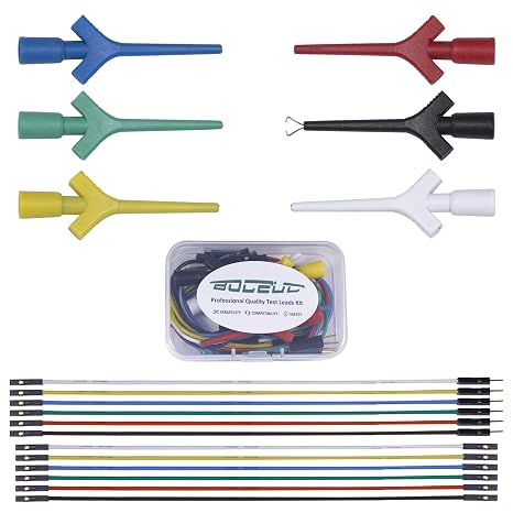 Test Lead Set, Mini Grabber Test Hook Clips Silicone Jumper Wires Cable for Logic Analyzer Electrical Testing, 60 V, 3A(6 Colors 18PCS)