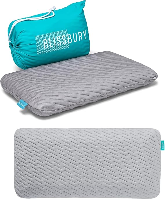 BLISSBURY King Stomach Sleeping Pillow 3.3 Inch & Additional Pillow Case in Gray