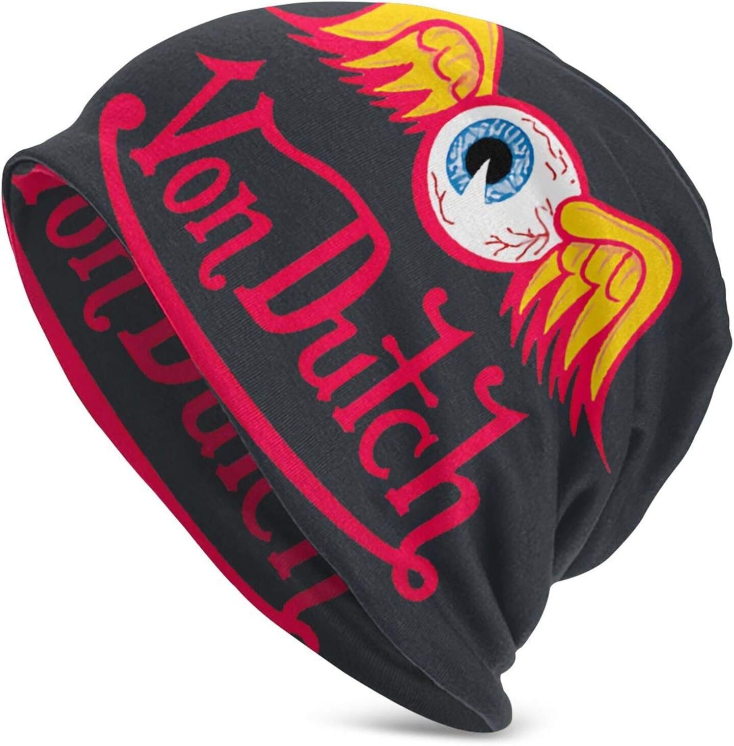 Von-Dutch Adult Mens Knit Hat, Beanie Hat Unisex Adult Hats,Cap,Balaclava,Half Balaclava Black
