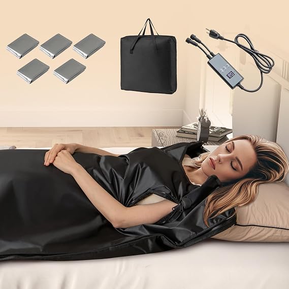 ARLIME Infrared Sauna Blanket, Portable Full-Body Home Sauna Blanket, Wraps, 90-180F Temp Range, 30-90Min Timer, Carry Bag, 6 ft x 3 ft (Without Sleeves)