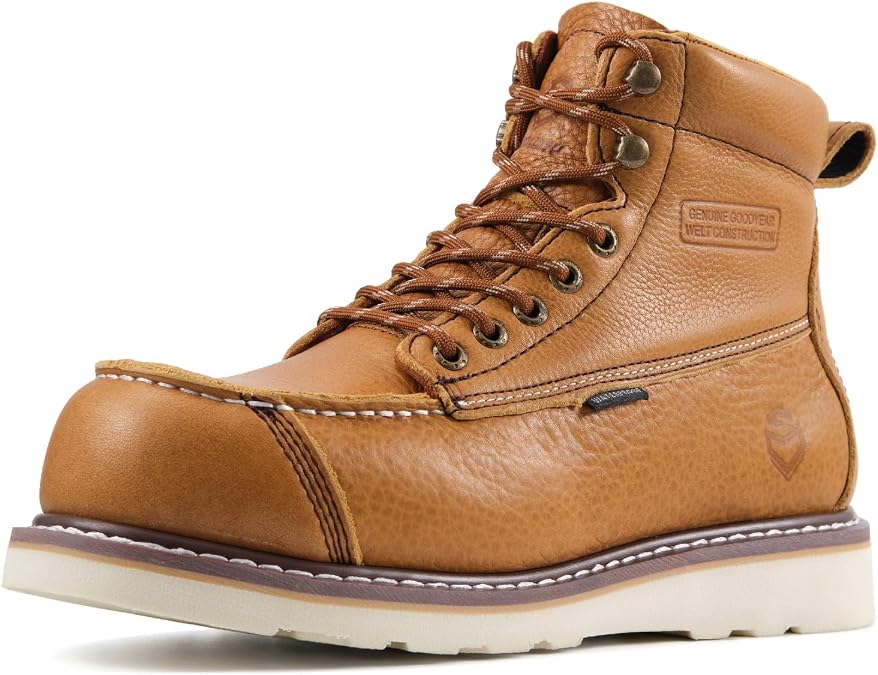 SUREWAY 6in Moc Toe Work Boots for Men, Wedge Sole