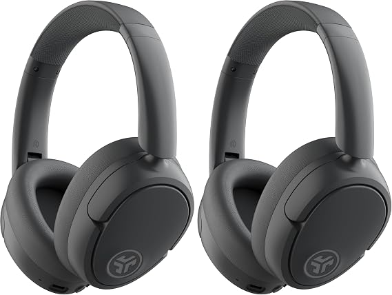 JLab JBuds Lux ANC, Over Ear Headphones, Active Noise Cancelling, Bluetooth, Graphite (Pack of 2)