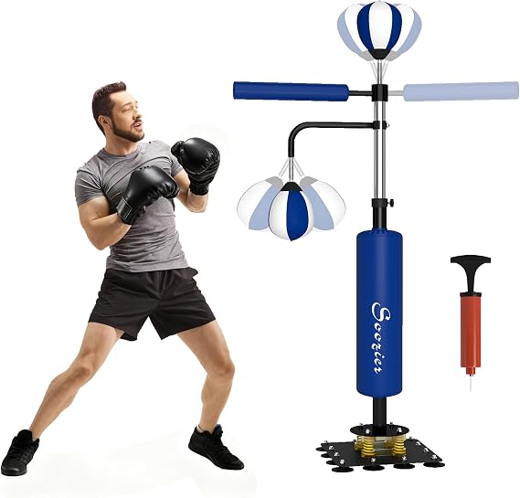 Soozier Boxing Bag Stand with Speed 55.1" 80.7"