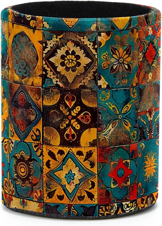 Pen Holder,Colorful Bohemian Floral Ethnic Pen Organizer for Desk