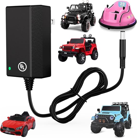 UL Certified 12V Battery Charger for Ride On Toys, 12V Ride On Replacement Charger, 12V Charger for Kids Ride On Car, Universal 12 Volt for Kidzone Bumper Car, Power Wheels, Flybar (Compact & Safe)