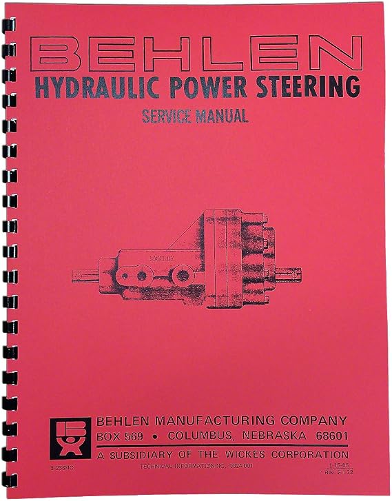 Behlen Power Steering (Service & parts manual) Fits International Tractor