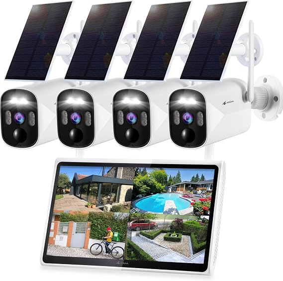 Kittyhok 2K Solar Security Camera Wireless Outdoor System with Monitor