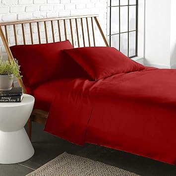 LaxLinen Super King Size Bed Sheets Set- 4 Pcs- Extra Deep Mattress Fits Up to 26 inch Pocket Fully Elasticized Egyptian Cotton Sheets Long Staple Bedding Sets (Burgundy Solid, Super King)