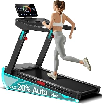 UMAY Incline Treadmill with 2-20% Auto Incline, 400LB Capacity Foldable Treadmills for Home with Handle Height Adjustable, 42.5"16.2" Extra-Wide Running Surface, 3.5HP 0.6-8.7MPH Running Machine