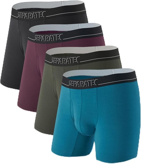 Separatec CradleFit Pouch Underwear For Men Breathable & Moisture Wicking Micro Modal Boxer Briefs with Fly 4 Pack