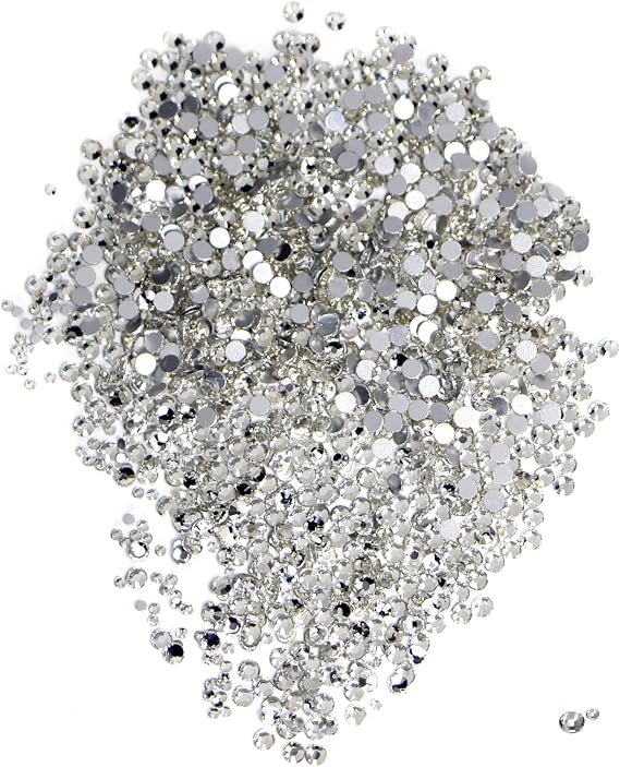 2880pcs 2/4mm Silver Crystal Diamantes Flat Back Gemstones for Crafts | Mixed 2mm and 4mm Pieces Deliver Reflective Shine for Diy Decoration on Cards, Phone Cases, Shoes and Party Accessories