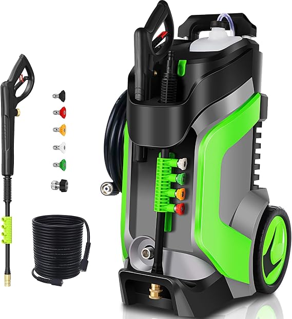 Pressure Washer 5000PSI 4.0GPM Power Washers with M22-14mm Pressure Hose 33FT, Power Sprayers High Pressure with 1/4" QC Compatible Surface Cleaner for Home Cars Driveways, LGreen