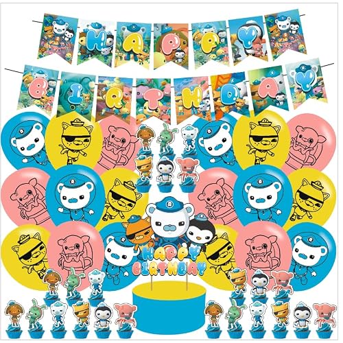 Octonauts Birthday Party Decorations,Ocean Adventures Decoration Party Supplies, Including Balloons, Banners, Cupcakes, Cake Toppers