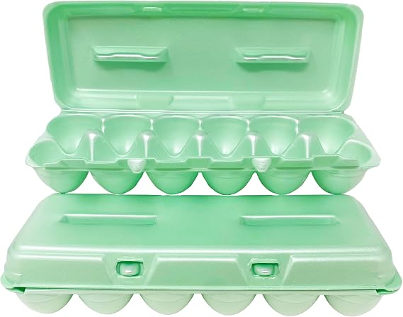 Cackle Hatchery Foam Egg Cartons for Chicken Eggs Holds 1 Dozen Eggs (Green, 15pk)