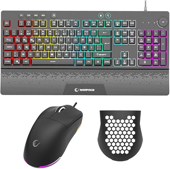 Rampage Eclipse Siyah Usb RGB Aydınlatmalı Q Gaming 4 Tuş Makrolu Oyuncu Klavye Mouse Set