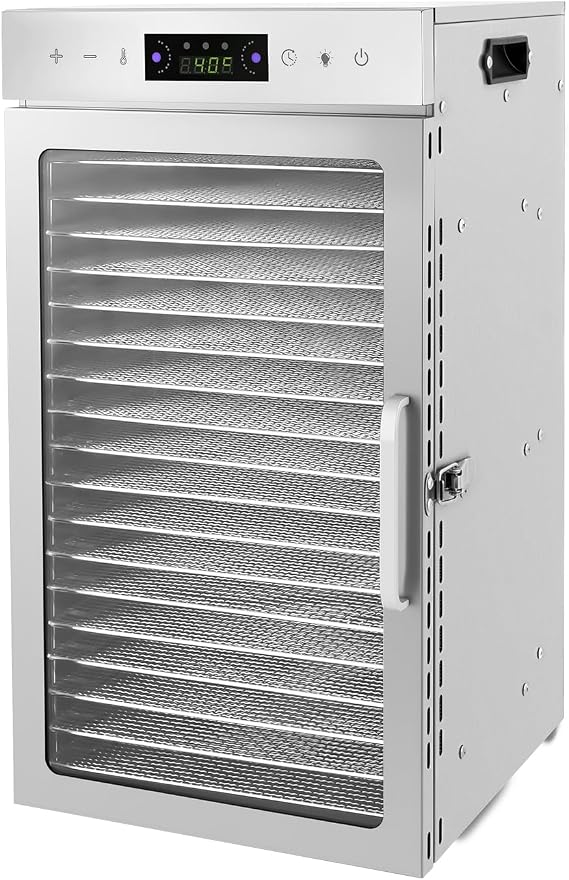 Food Dehydrator Machine, 18 Stainless Steel Trays 800W Commercial Food Dehydrator with 24h Digital Timer LED Temperature Control 86-194F Temperature Adjustable for Dehydrated Meat Fruit Herb