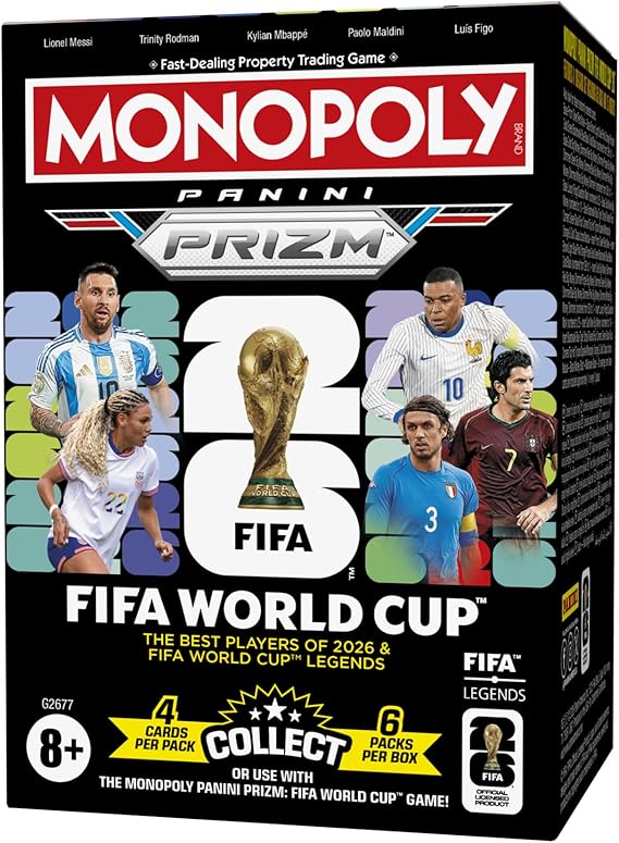 Monopoly Panini Prizm: FIFA Dünya Kupası Takas Kartları Ek Paketi | Güncel Yıldızlar ve FIFA DÜNYA KUPASI Efsaneleri | Futbol Taraftarları için Hediyeler