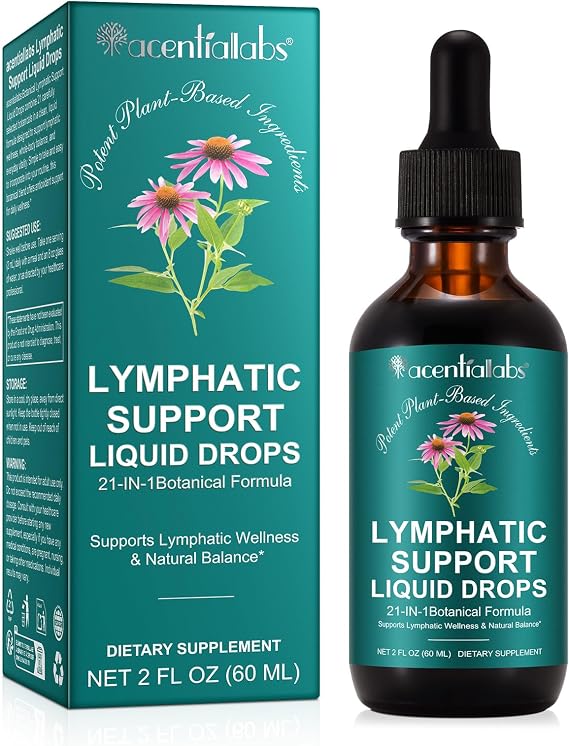Lymphatic Drainage Drops – 21 Herbal Lymphatic Drainage Support Supplement, Liposomal Liquid Formula Dandelion for Immune System Support, 6000mg