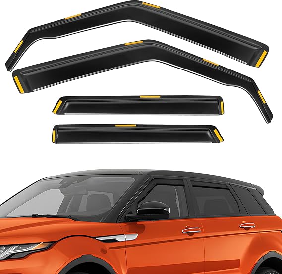 4 PCS Wind Deflectors, Rain Guards Window Visor Left & Right Brown Compatible with Range Rover Evoque MK1 2011-2019 5-Door SUV Rain Shield Shade Replacement