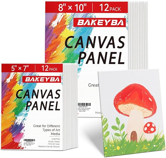 Canvas Boards 5x7, 8x10 Inch 24 Pack Small Painting Canvas for Kids- 100% Cotton Primed for Beginners, Acrylic Paint