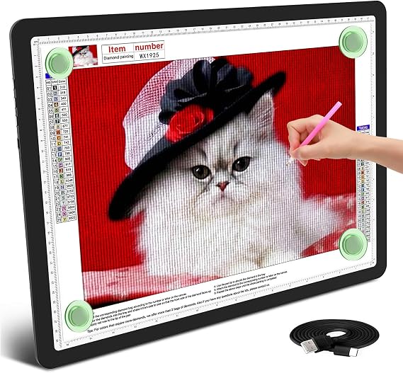 TSOCOS A3 Light Box for Tracing, 6000Lux High-Brightness Diamond Art Light Board with Side Physical Buttons & 6 Levels of Brightness, 3 Colors Light pad Lightbox for Drawing, Diamond Painting