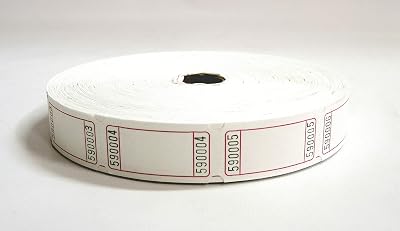 2000 Blank White Single Roll Consecutively Numbered Raffle Tickets